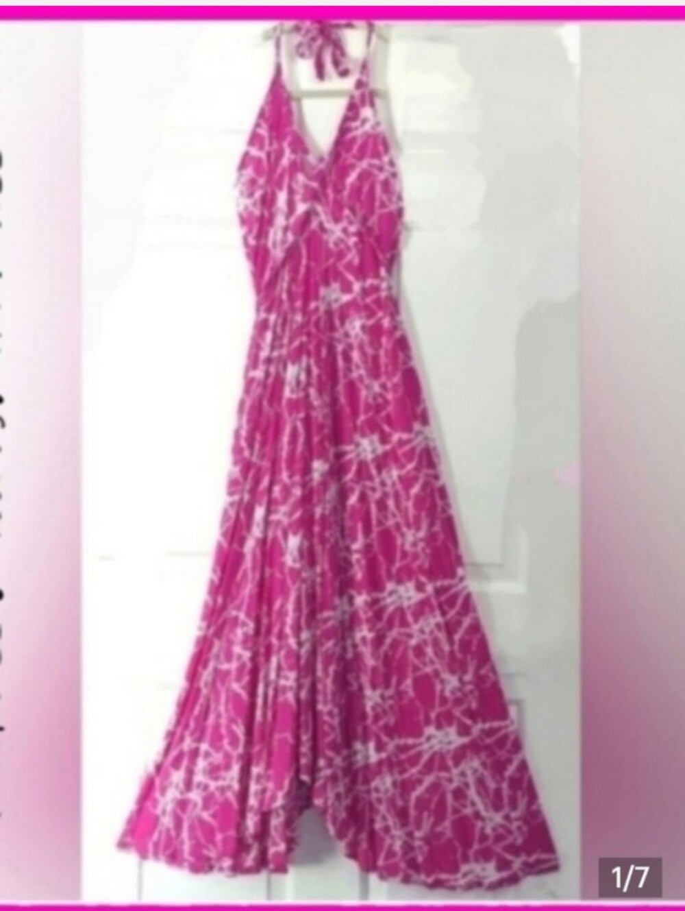Pink Backless Halter Beach Maxi Dress - Loungewear, Swimsuit Coverup One Size